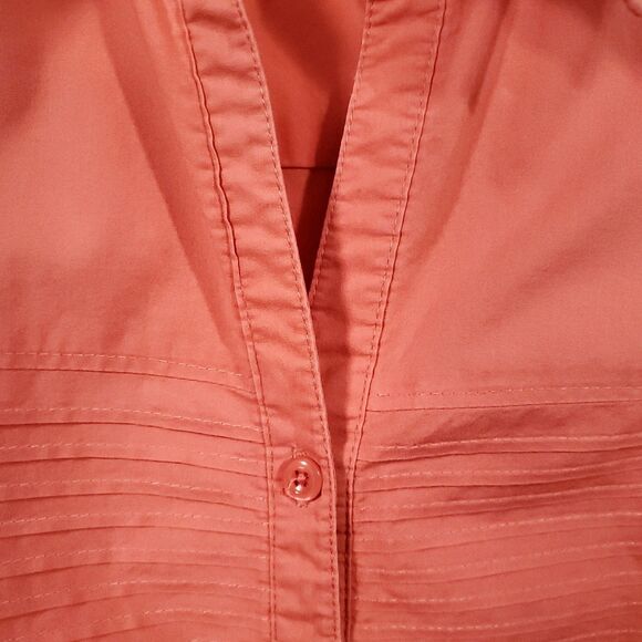 Dressbarn Womens Size 1X - 3/4 Sleeve Button Up Peach/Salmon Blouse/Shirt/Top - Picture 6 of 16